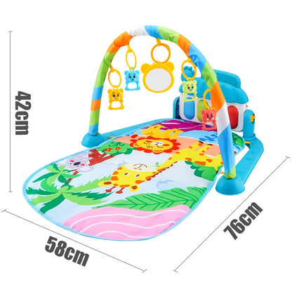 Baby Fitness Stand Music Play Gym – Piano Crawling Mat & Pedal Game Pad, Early Education Toy