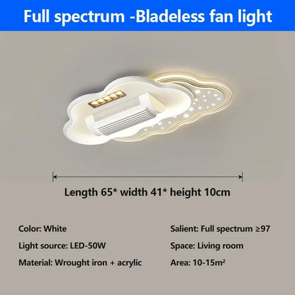 Quiet Invisible Leafless Ceiling Fan with LED Light – Remote Control Fan & Lighting for Living Room and Bedroom