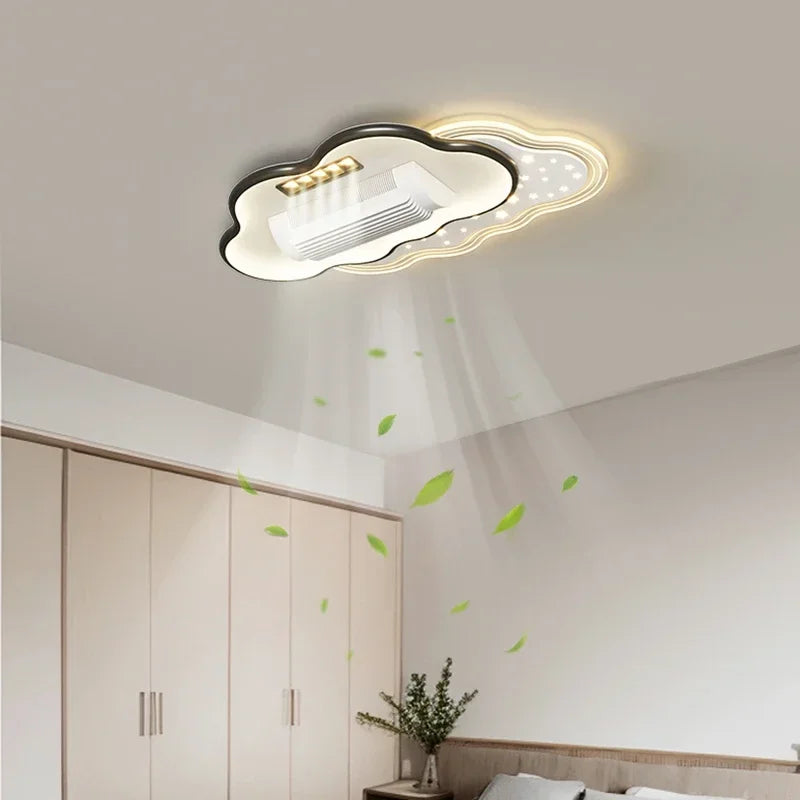 Quiet Invisible Leafless Ceiling Fan with LED Light – Remote Control Fan & Lighting for Living Room and Bedroom