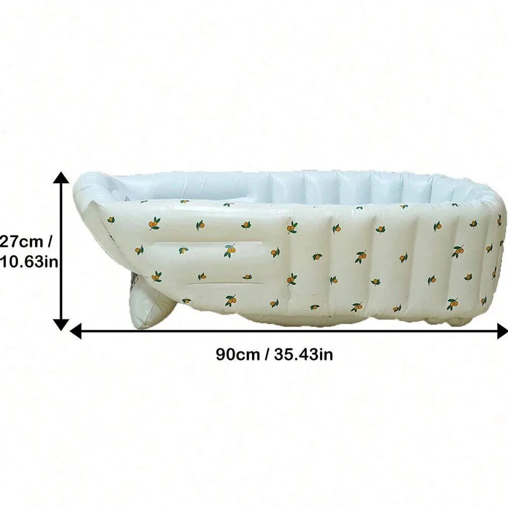 Inflatable Baby Bathtub with Air Pump – Portable Toddler Bathing Tub Chair with Back Support