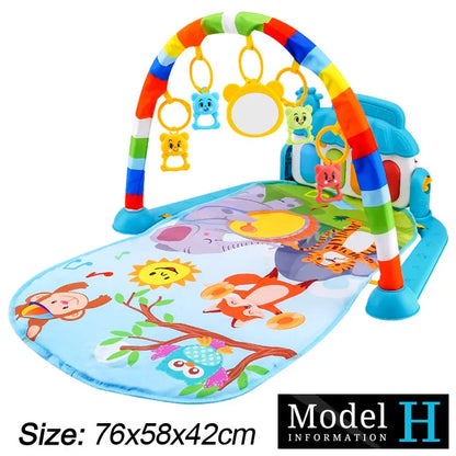 Baby Fitness Stand Music Play Gym – Piano Crawling Mat & Pedal Game Pad, Early Education Toy